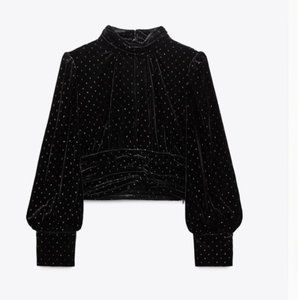 RHINESTONE VELVET TOP (ZARA)